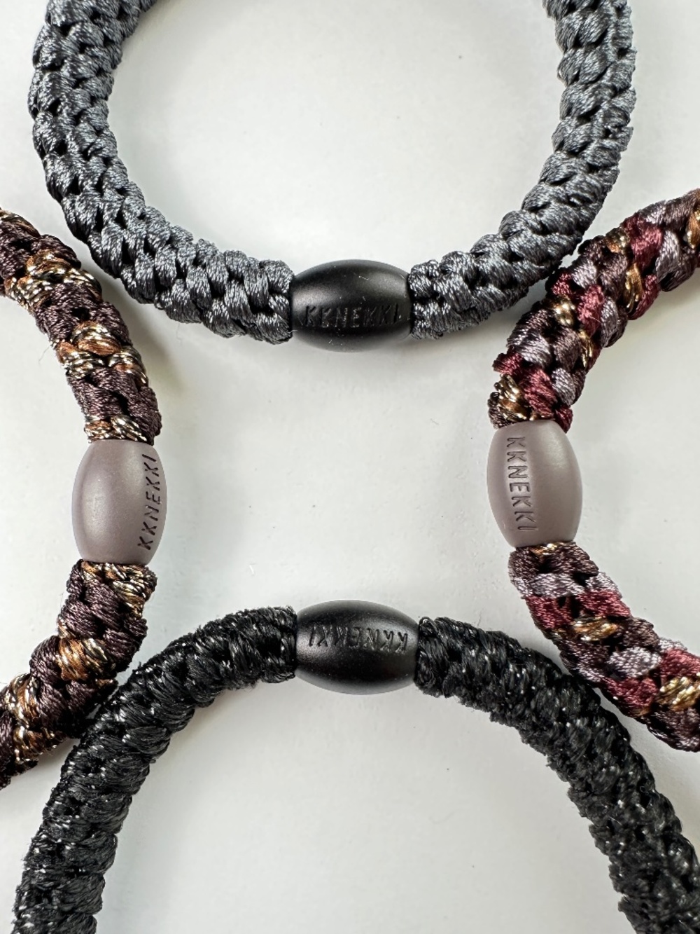 NWT 4-Bundle Authentic Original KKNEKKI Hair Ties/Elastics in Moody Dark Colors